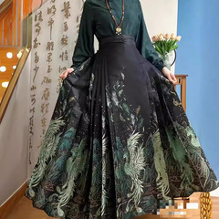 重工刺繍織金馬面スカート日常通勤古典風新中国風改良漢服半身ロングスカート女
