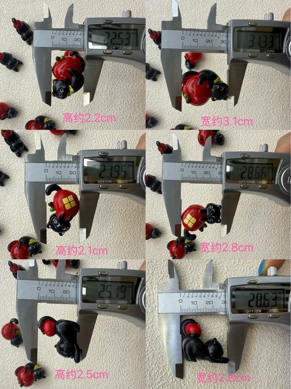 苹果黑猫 手绘卡通公仔 通孔萌粒手机链挂件潮流玩具DIY树脂配件|undefined