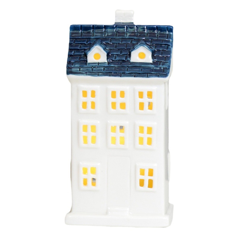 Cerámica hueco casa LED luz artesanía nuevo estilo europeo decoración creativa Navidad decoraciones pequeña lámpara de mesa decoración al por mayor