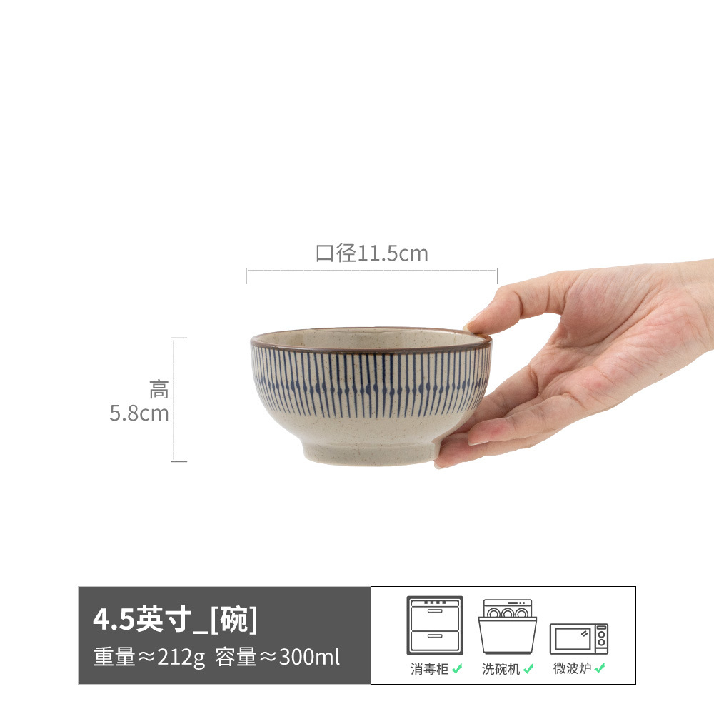 Retro y práctico vajilla serie hogar tazón de fideos tazón abierto plato de ensalada plato de línea japonesa