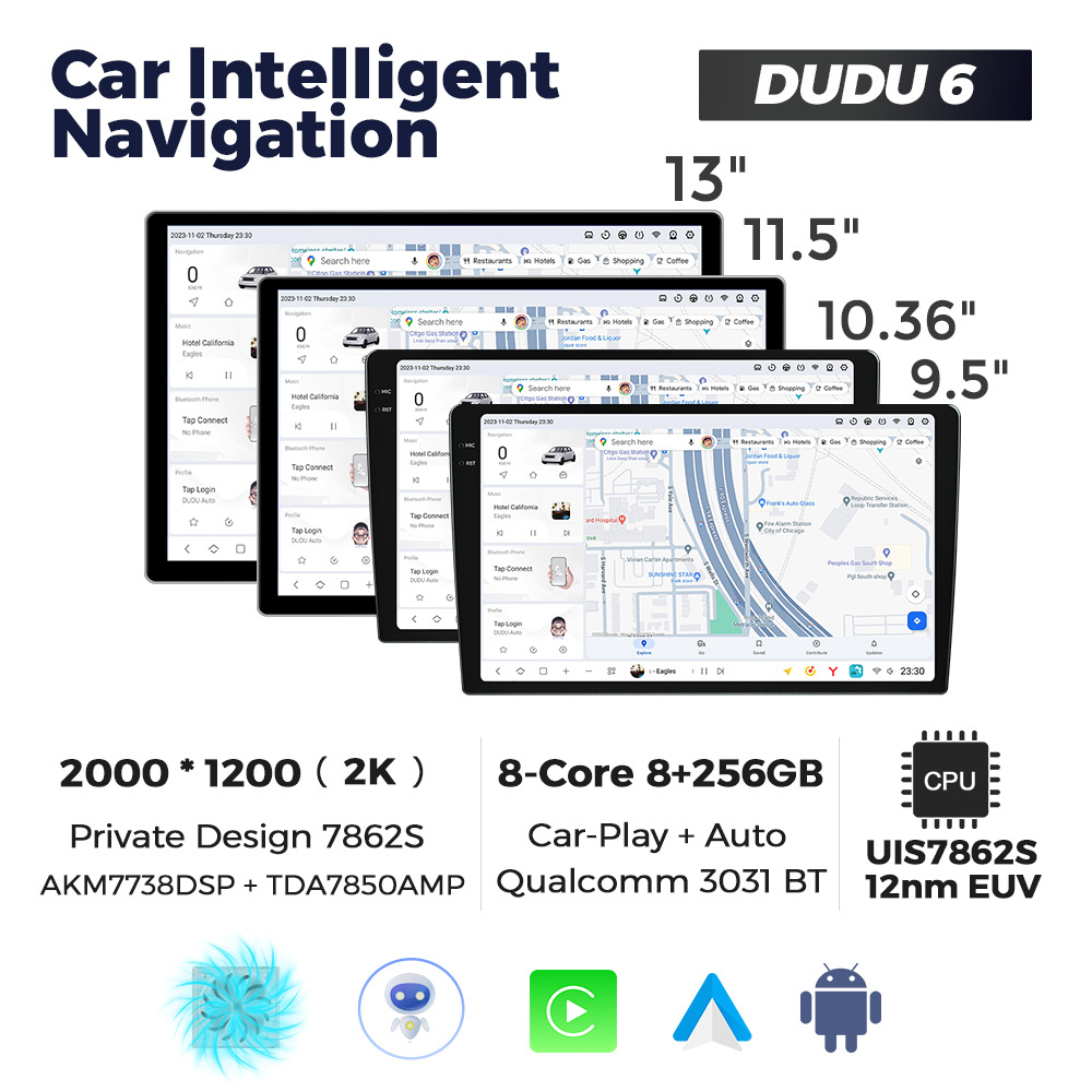 Mekede - Dispositivo de Navegación Inteligente para Automóvil con Pantalla Grande y Control Central Android, Modelo Privado DUDU AUTO, Dispositivo para el Interior del Automóvil