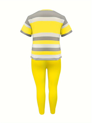 Comfortable to Wear Women's Large Size Striped Two piece