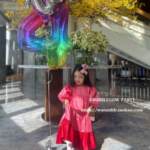 A947 children boys and girls birthday scene layout ins gradient rainbow 40-inch large digital decoration dress up for photos