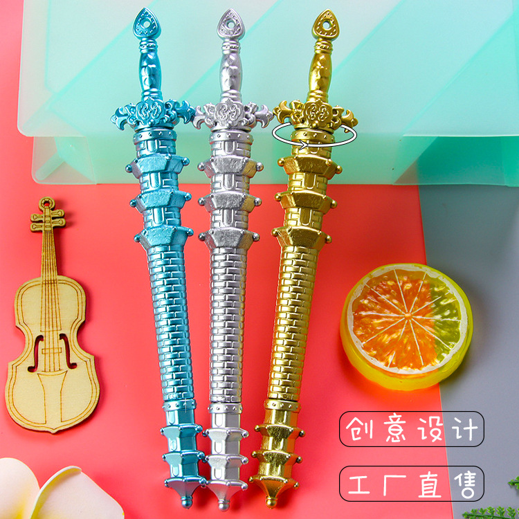Creativa pagoda espada pluma vintage arma forma gel pluma Linda papelería estudiante agua pluma Oficina firma pluma