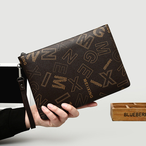 Hand-held new trendy large-capacity casual business envelope bag soft leather hand-grabbing bag, men's handbag small bag