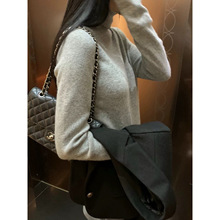 现 2025冬季新款韩国东大门基础款竖纹亲肤羊毛修身针织打底衫