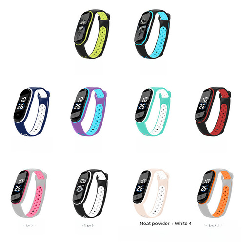 Fashion LED Electronic Bracelet Watch with Dual Color Band, Rice M4 Student Outdoor Sports Touch Screen Electronic Watch