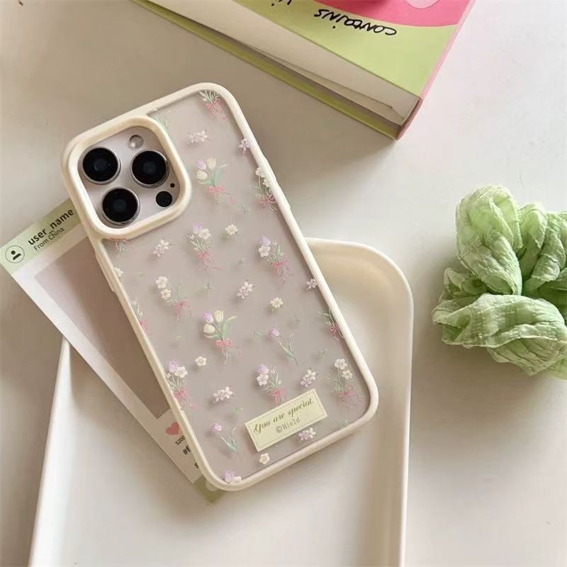 Pequeño tulipán fresco para iPhone16ProMax Girl Heart 14 Apple 15 funda para teléfono móvil 13 nuevo 15PM