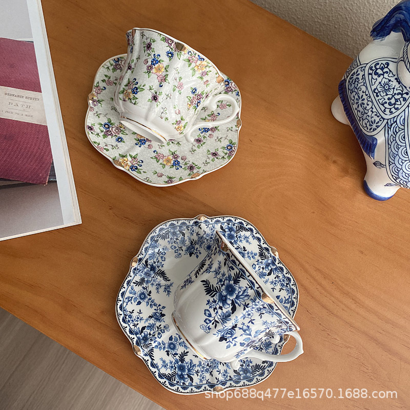 中古コーヒーカップ皿陶磁器セットレトロヨーロッパ式高級午後カップ牛乳カップ青花家庭用コップ|undefined