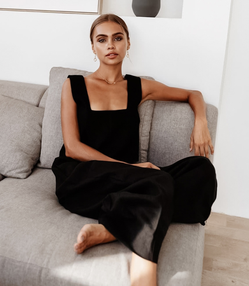 2 Piece Set Quantity Home Occasion Strap, Square Neck Neckline Women's Simple Style Solid Color Cotton Pants Sets