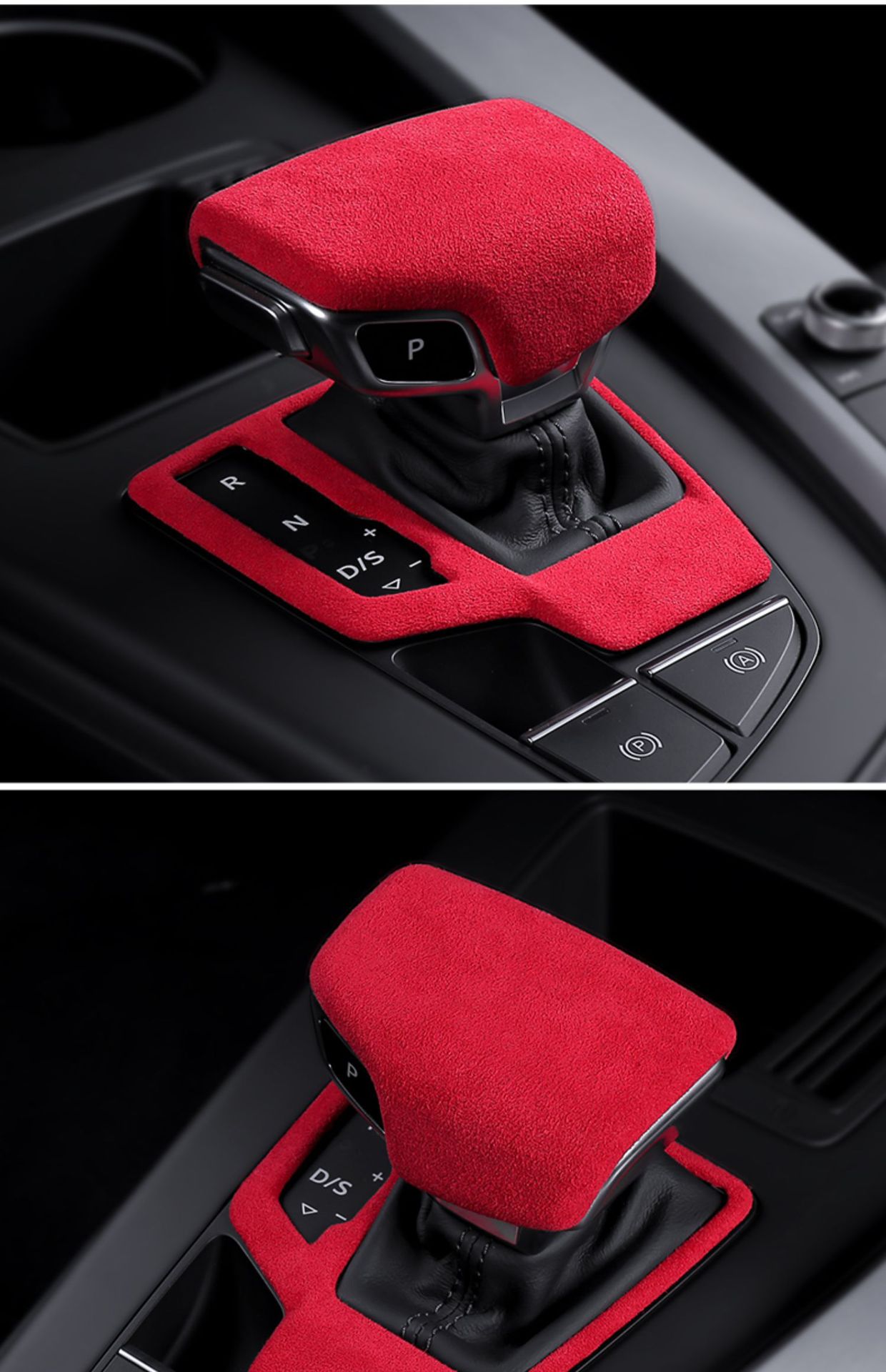 Interior modification gear shift cover in suede for Audi A4L, A5, Q5L (models 2017-2024), S4, S5 center console gear shift decorative patch