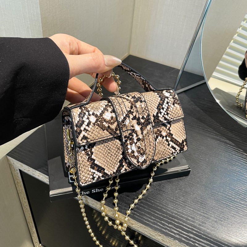 Bolso de cadena de textura transfronteriza 2025 verano nuevo bolso mini bolso de hombro con patrón de serpiente bolso de mensajero con patrón de cebra marea