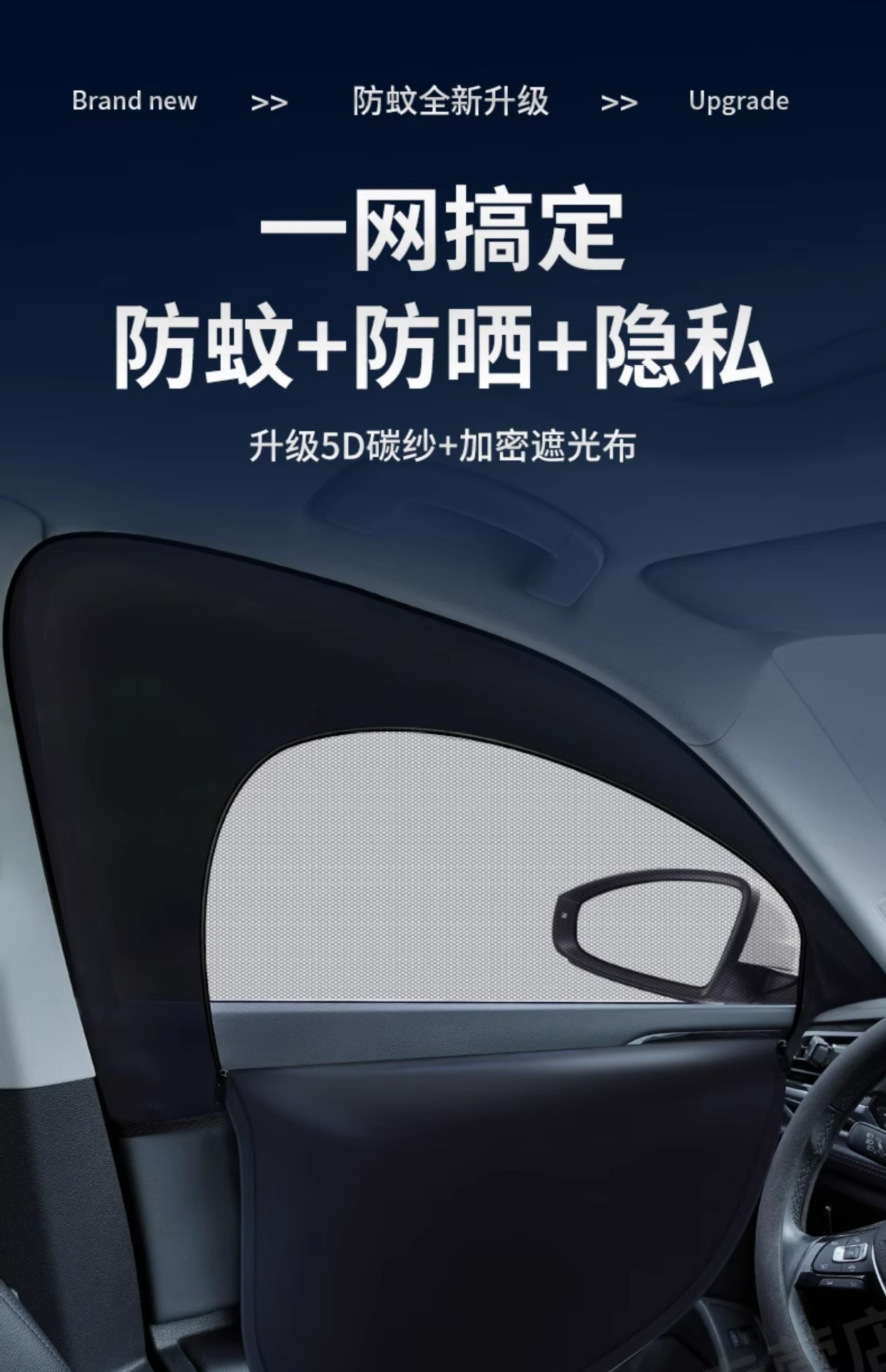 Car Anti-mosquito Screen Window Sunshade Curtain for SUV Car Window Insect-proof Mesh Cover for Car Sun Protection and Heat Insulation Privacy Curtain