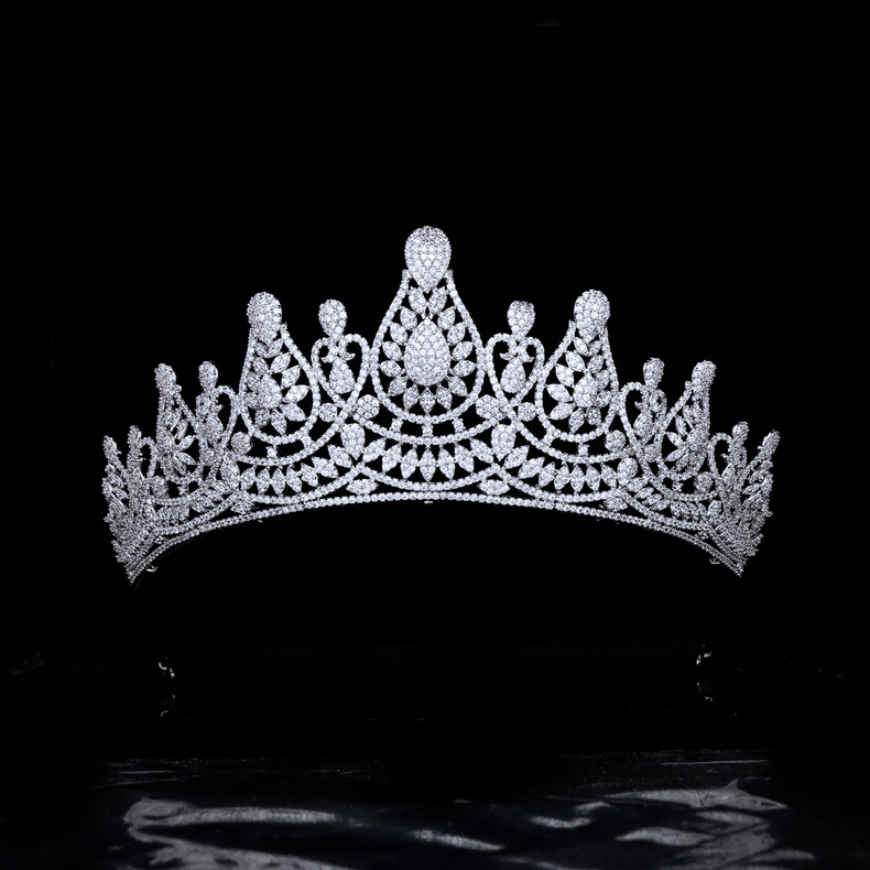 Title 2, Micro Set Zircon Crown Wedding Headwear Bridal ...