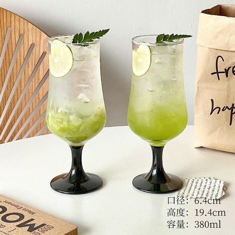 果汁杯高脚杯ins风高颜值玻璃杯果茶杯苏打饮料气泡水杯鸡尾酒杯|undefined
