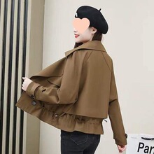 短款外套女春秋新款翻领双排扣时尚气质长袖女外套