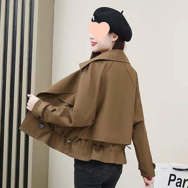 短款外套女春秋新款翻领双排扣时尚气质长袖女外套