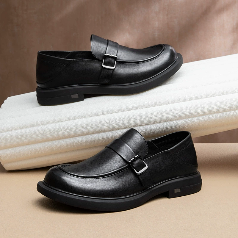 Кожаная педаль дышащая и вонючая весенняя однослойная кожаная дикая повседневная обувь мужская обувь круглая голова с низким рукавом ленивая обувь