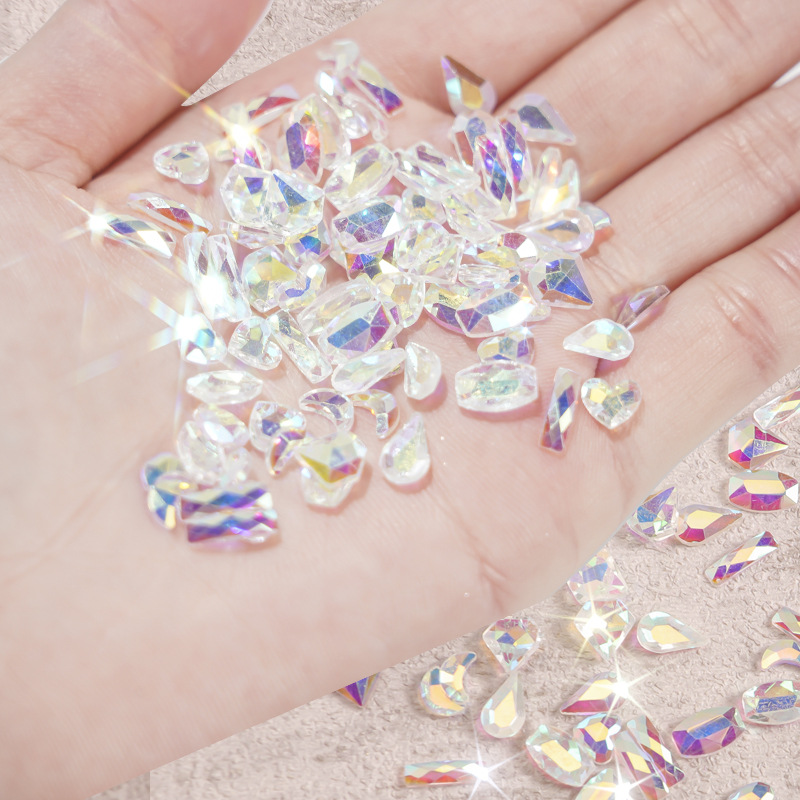 100 bolsas de taladro aurora taladro de forma especial joyas de manicure taladro de forma plana joyas de manicure taladro de forma especial diy joyas de manicure