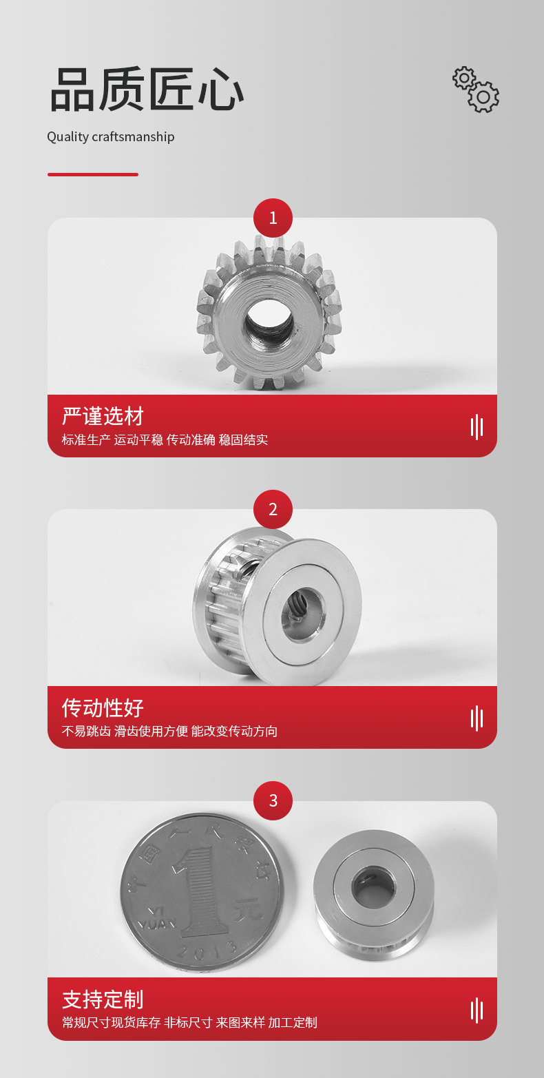 High-precision miniature synchronous pulley made of aluminum alloy, low-noise mechanical equipment precision transmission synchronous pulley