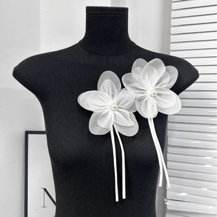 Hot Selling Fashionable Simple Korean Style Stereoscopic Mesh Flower Strap Decorative Flower Clothing Accessories Cloth Stickers Skirt Decoration