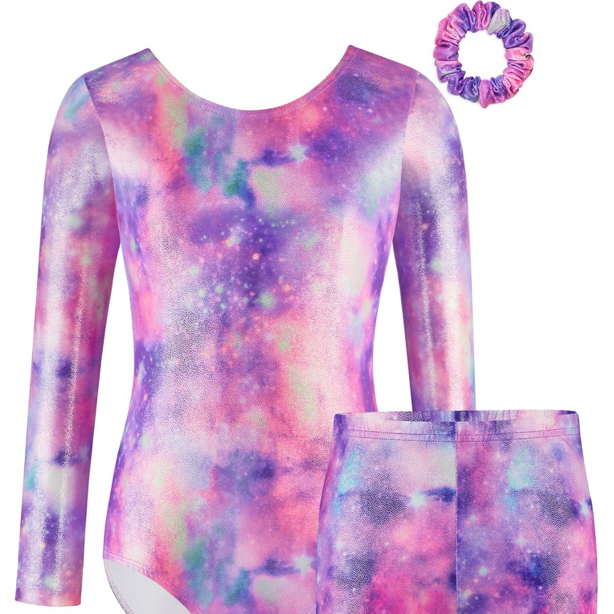 Children's Gymnastics Suit Long Sleeve Digital Printing Girls Triangle Jumpsuit Training Suit Ballet Dance Suit Three-Piece Suit