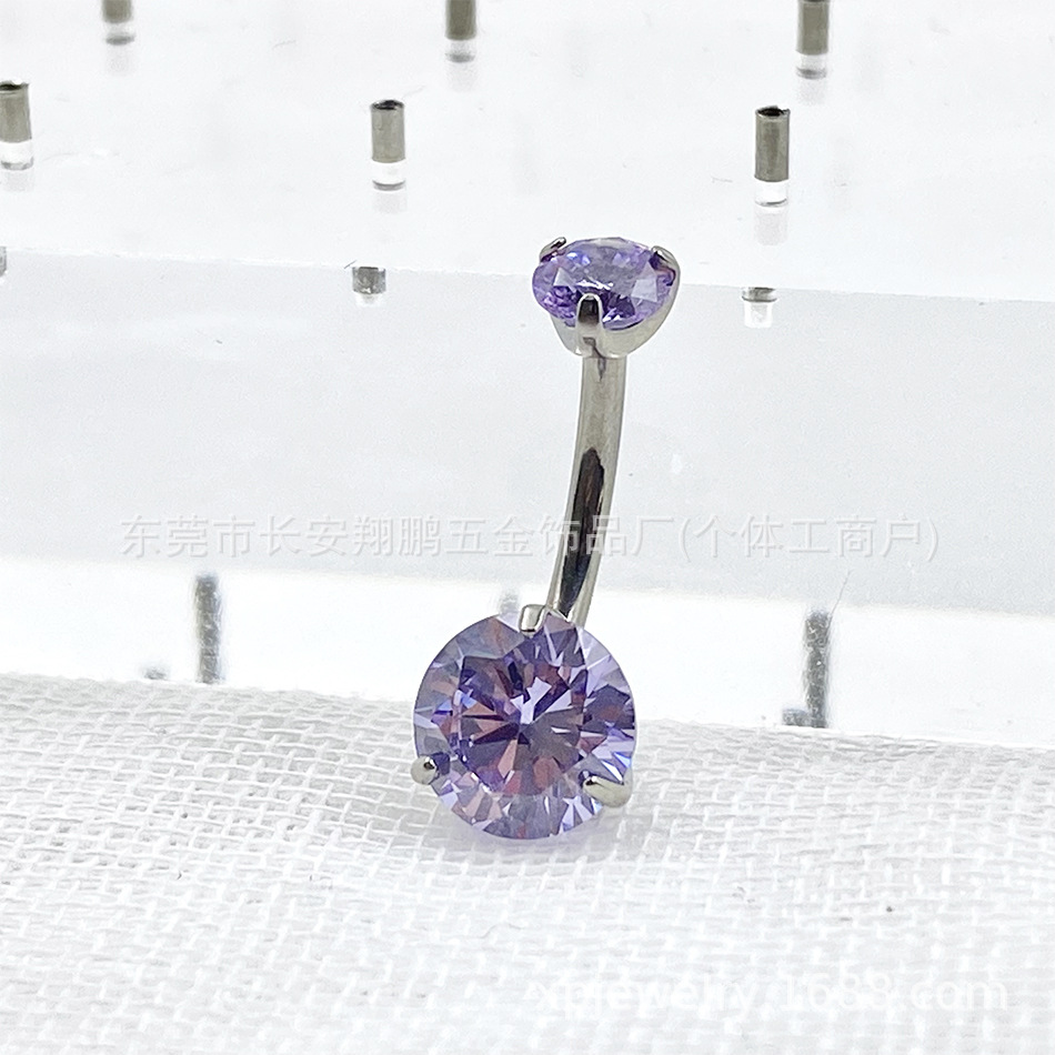 G23チタン合金三爪二頭ジルコン内ねじ臍釘F136超フラッシュ円形ジルコニウム内歯臍環チタン