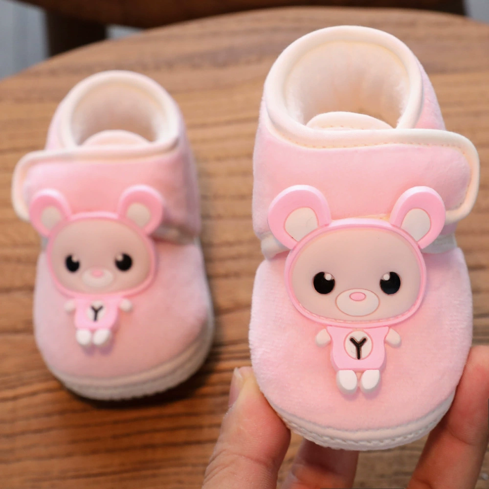 Хлопковая обувь для мальчиков и девочек, осень и зима От 0 до 1 года зимняя детская обувь на толстой мягкой подошве на флисовой подкладке, хлопковая обувь