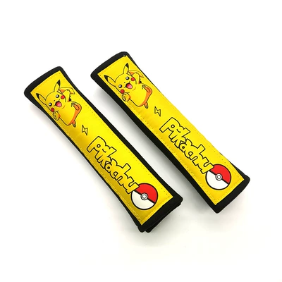 Car seat belt shoulder pad trendy car pickup Super elf Baokemeng pair of children's anti-collision protection pad (Seat belt shoulder pad) - pikachu-black-pair