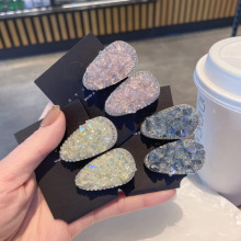 精致小水晶水滴型鸭嘴夹边夹高级感时尚刘海夹碎发夹发卡发饰