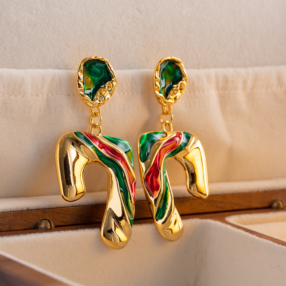 Retro U Shape Copper Plating Drop Earrings 1 Pair