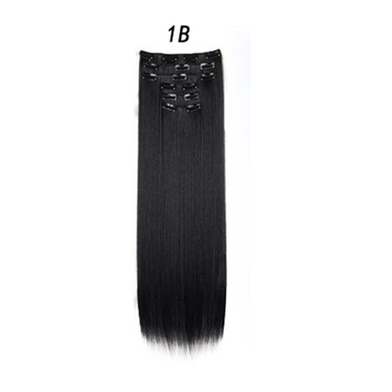 Europa y los Estados Unidos sin rastro extensión de cabello de 24 pulgadas de cabello recto de 6 piezas de cabello de alta temperatura extranjera