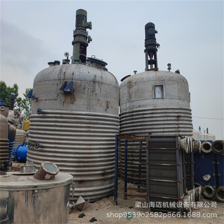 二手5立方不锈钢外盘管反应釜 制药电加热不锈钢真空反应釜