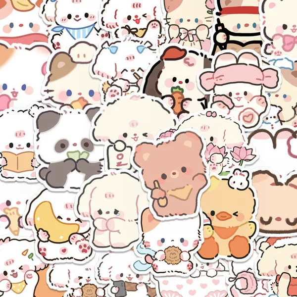 100 Pieces of Mini Animal Cartoon Cat Decoration Luggage Laptop Car Mobile Phone Stickers Waterproof Stickers
