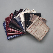 男士棉质西服口袋巾格子条纹素色方巾简约休闲时尚棉麻手帕