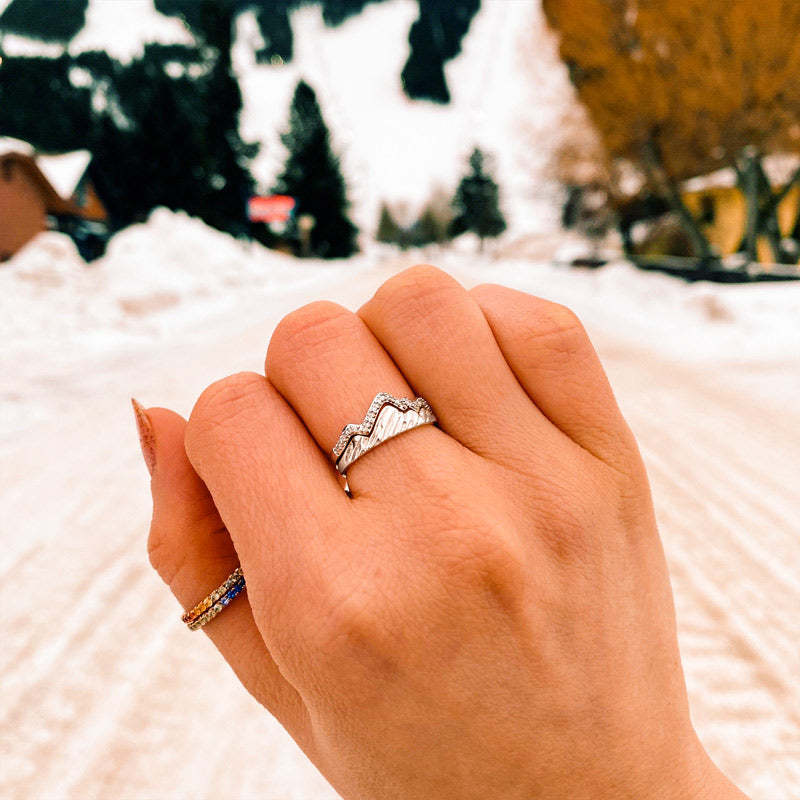 Women'S Gender Classic Style Mountain Copper Inlay Zircon Rings