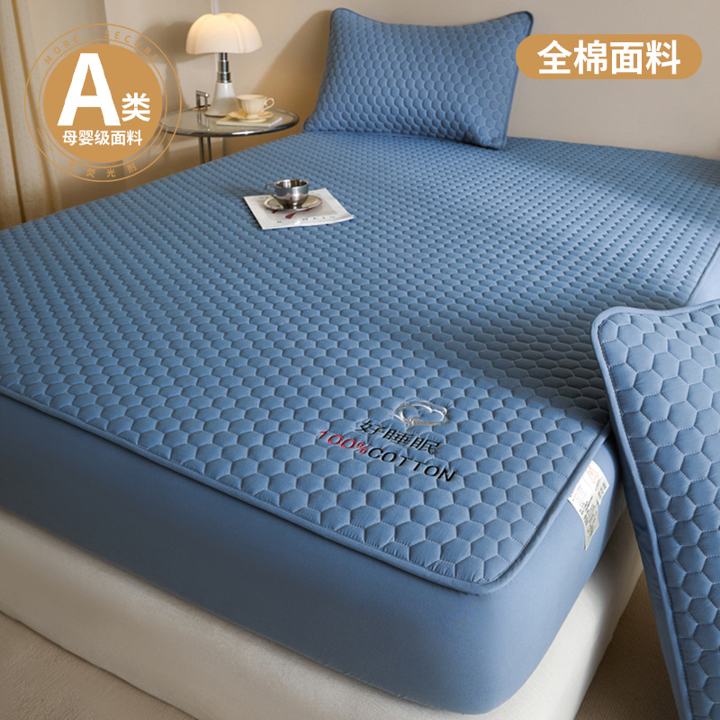 Sombrilla de cama de algodón puro de 100 algodón grueso, cubierta protectora de colchón Simmons con todo incluido acolchado, cubierta de cama de sábana antideslizante