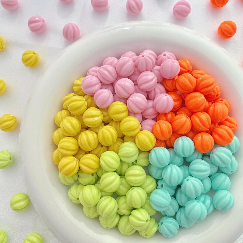 12mm Japanese Acrylic Pumpkin Beads Diy Handmade Beaded Necklace Bracelet Earrings Material Bead Accessories