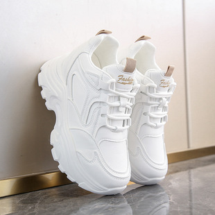 Popular Height-Increasing White Sneakers for Women, Spring and Autumn 2025 New Versatile Casual Platform Sneakers for Petite Women