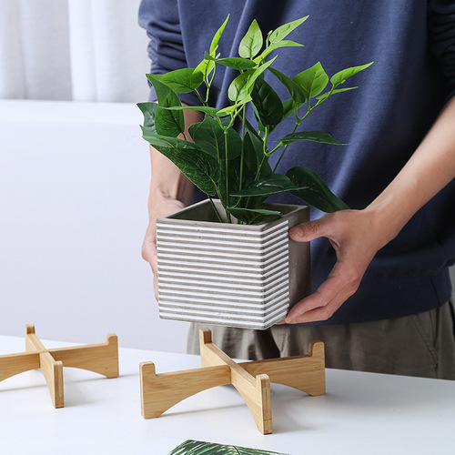 Nordic minimalist wooden planter with tray for large snake plants, orchids, succulents - creative modern personal plant pot
