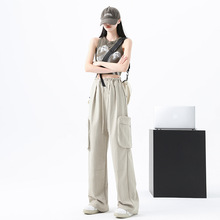 2025夏季新款多口袋时尚潮流裤休闲裤女宽松显瘦美式速干运动长裤