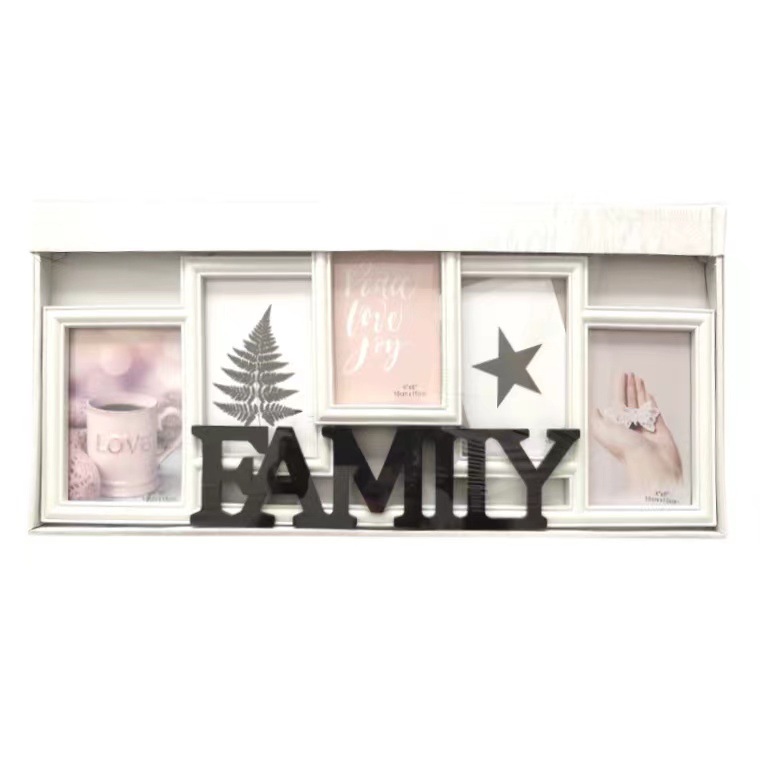 Combinación de la familia de una sola pieza marco de fotos de plástico Gris serie apenado cafetería tienda de personalidad de la pared de la foto de exportación de comercio exterior