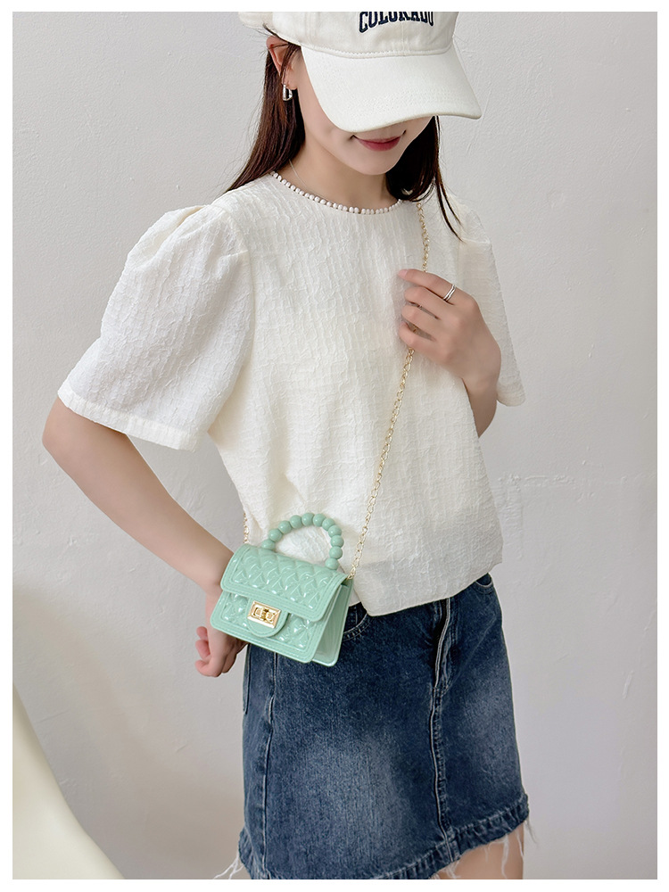 157g Weight Polyester Lining Material Flip Cover Closure Type Single Shoulder Strap Strap Type Jelly Bag Bags Type Casual, Holiday Occasion PVC Material Solid Color Pattern All Seasons Season Women's Gender Basic, Classic Style Style Square Shape Small Size Women's Small PVC Solid Color Basic Classic Style Square Flip Cover Jelly Bag 24