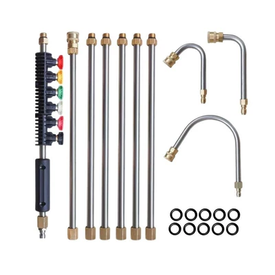 Cross-border new high-pressure car wash water gun extension rod 10 pieces suit 1/4 quick insert 7-color nozzle 90 degree U-shaped bending rod (High pressure car wash water gun) - set-of-10-pieces-of-extension-rod