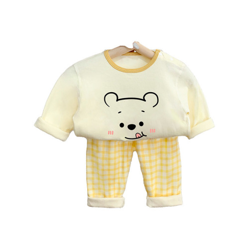 22 Korean-style Insta children's boneless autumn and winter sets pajamas and underwear two-piece set home wear