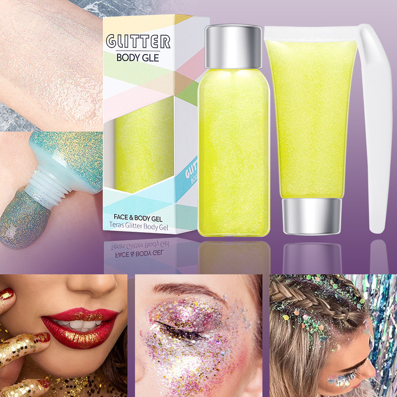 Cross-border gel gel wear nail color gel sequins glue-free diy nail fluorescent eye shadow PET factory batch