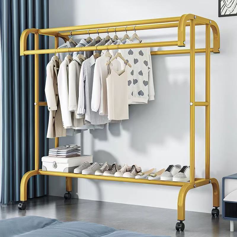 Floor-Standing Vertical Clothes Drying Rack for Home Indoor Bedroom Balcony Clothes Rack Coat Rack Simple Mobile Thickened