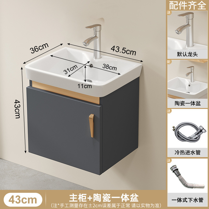 Baño tipo pared tipo pequeño gabinete de baño grueso combinación integral lavabo de cerámica lavabo gabinete lavabo