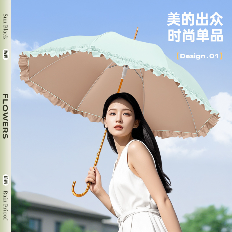 小清新自动直杆伞彩胶防晒太阳伞批发晴雨伞定制高级感女遮阳伞
