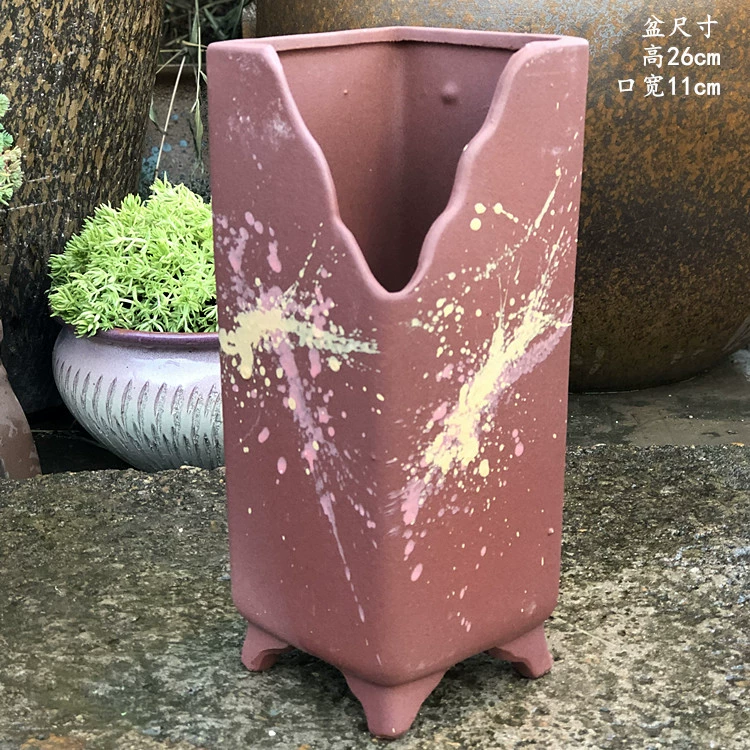  Handmade Cotton High Class, succulent old pile Flower Pot Purple Purple Purple Purgone Pot Purple Sand Pottery Tank Gap Ceramics Jade Pendant
